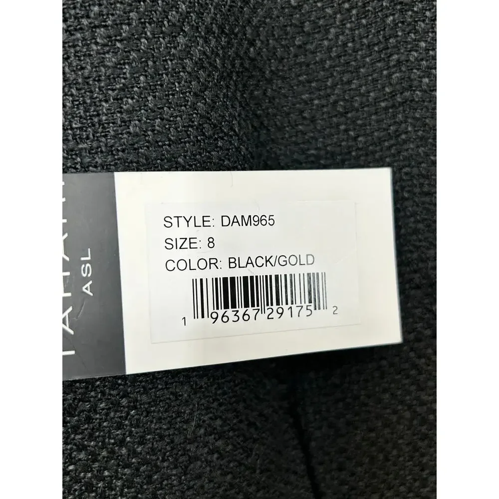 Tahari ASL Black Tweed Gold Detail Size 8 Dress Quiet Luxury Parisian Chic NWT - Picture 8 of 8